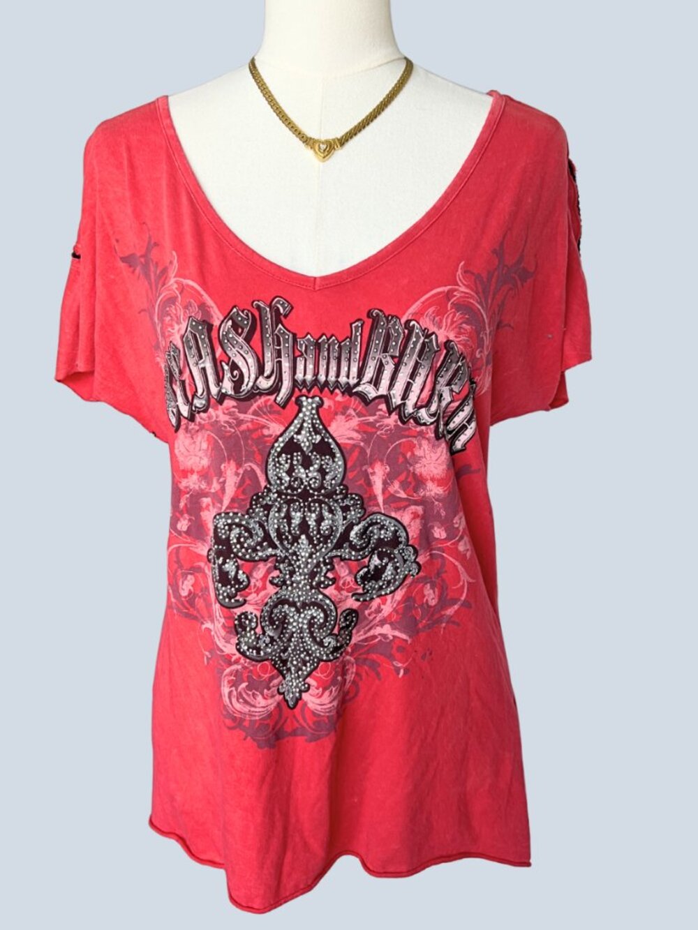 Vintage Y2K Red Graphic Fleur De Lis Tee